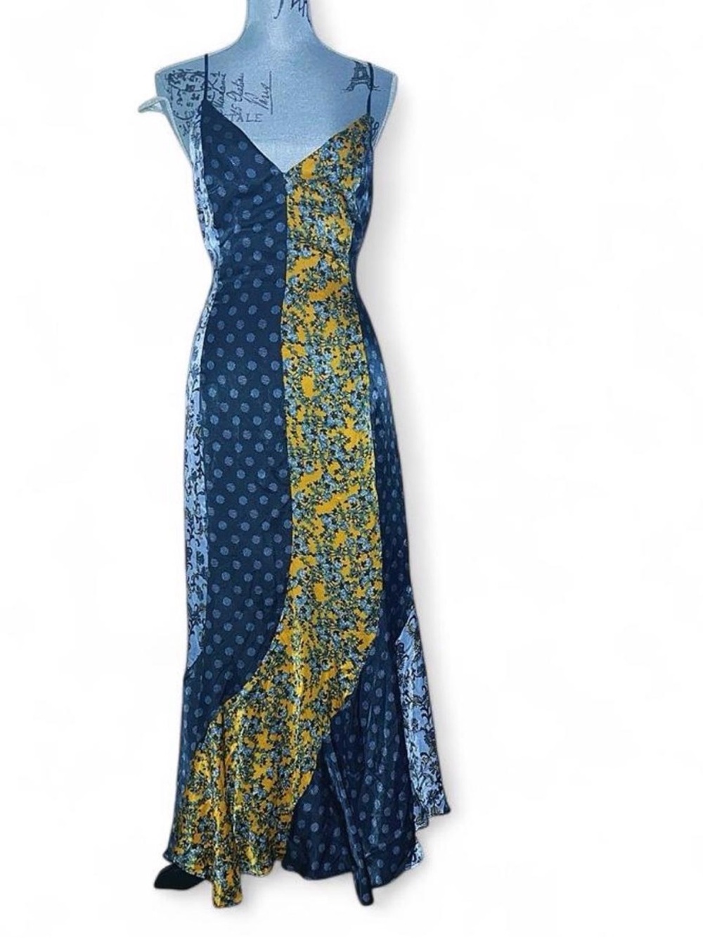 Practical Magic Core Topshop Mixed Patchwork Backless Asymmetric Slip Maxi US 10